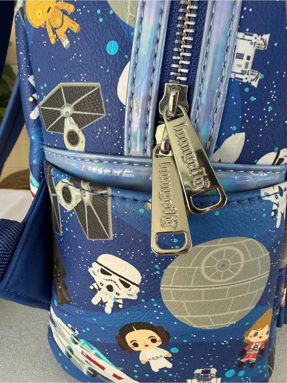 Loungefly Star Wars Blue Character Mini Backpack with Multicolor Accents